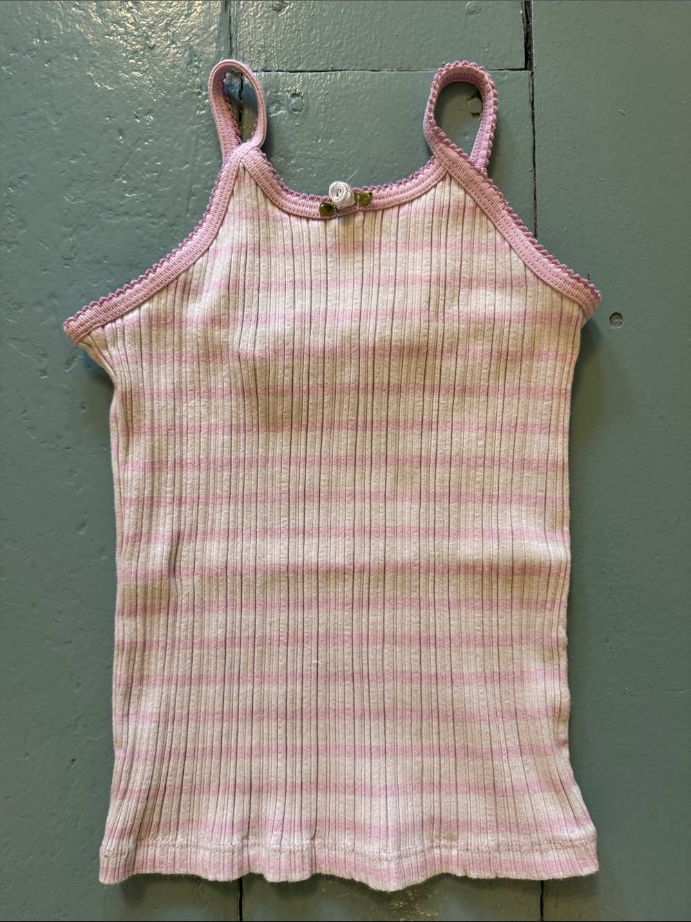 Zara Pink and Cream Striped Ribbed Tank Top 11/12 girls
